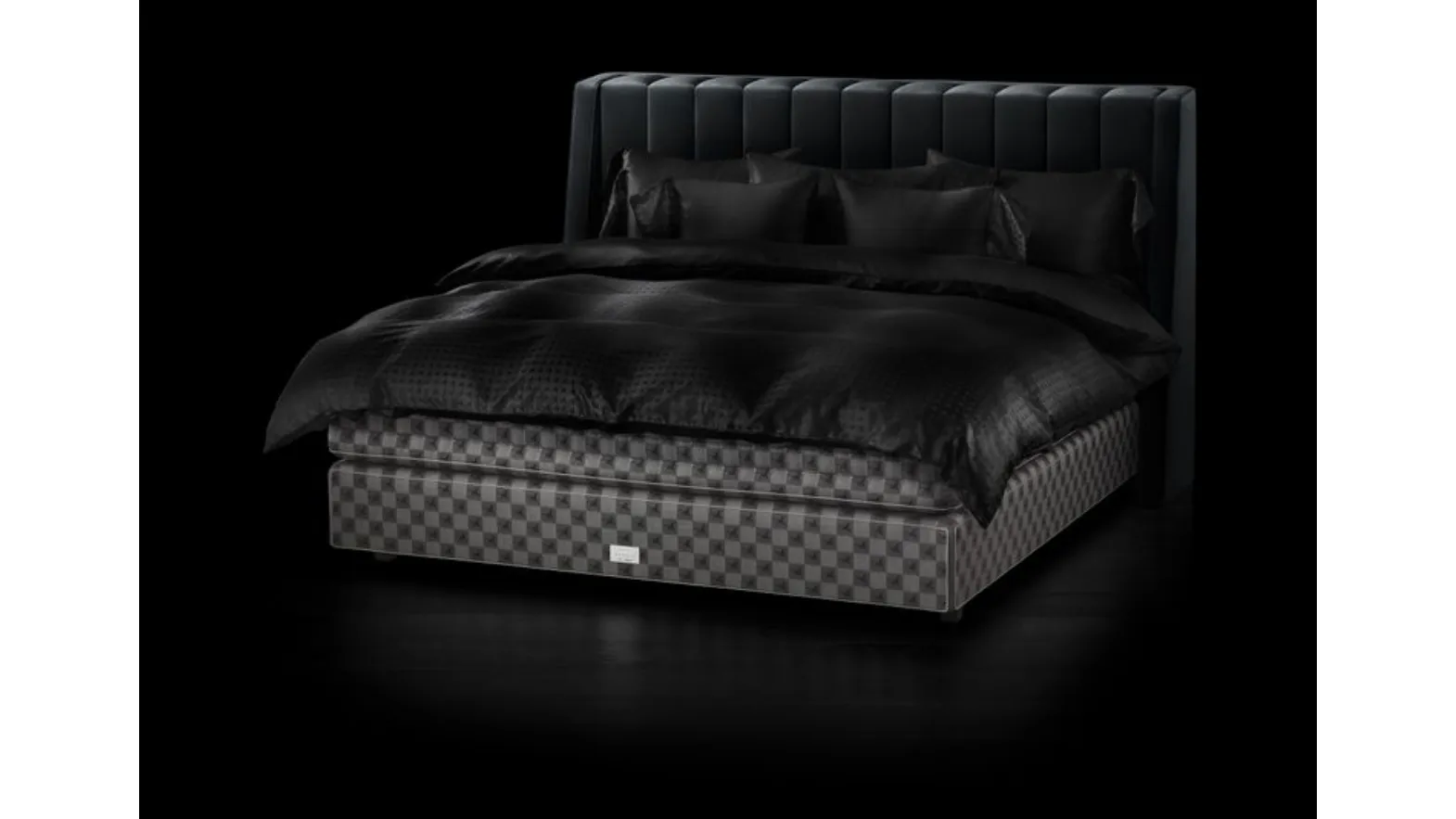 Letto in tessuto con testiera Drēmər Phantom Charcoal di Hastens