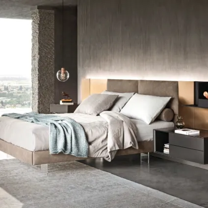 Letto in tessuto con testiera e piedi trasparenti Ecletto di Sangiacomo