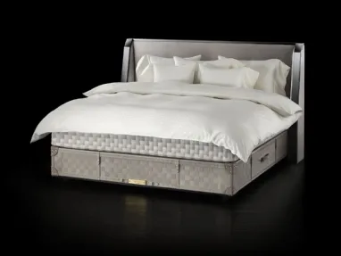 Letto in tessuto con testiera Grand Vividus Natural Shale di Hastens