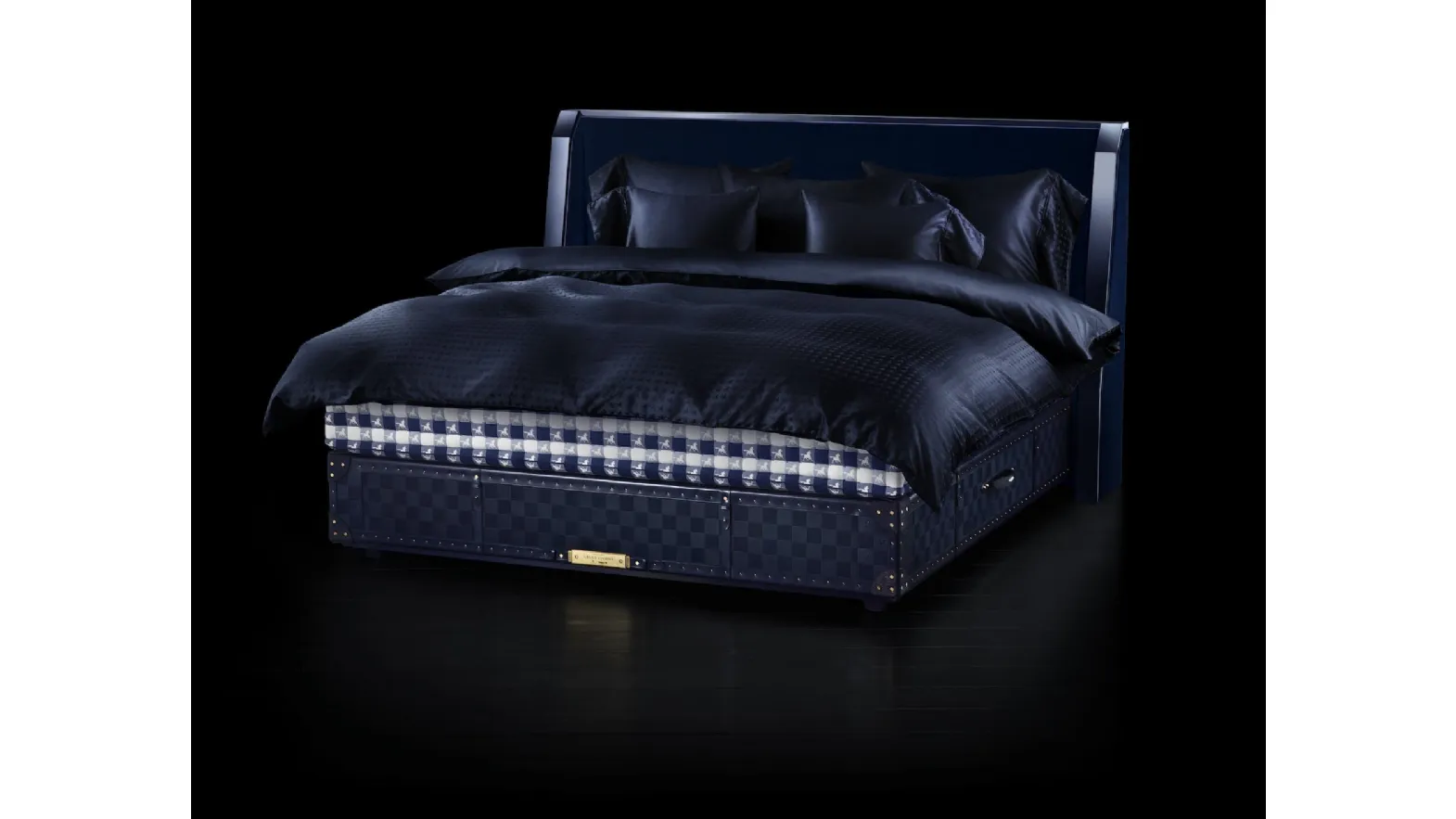 Letto in tessuto con testiera Grand Vividus Traditional Blue di Hastens