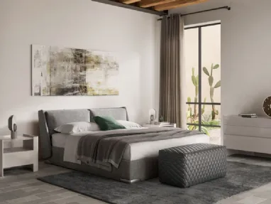 Letto moderno in tessuto con box contenitore Fenice di Natuzzi