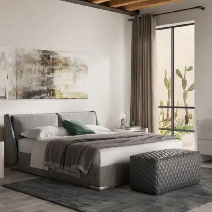 Letto moderno in tessuto con box contenitore Fenice di Natuzzi