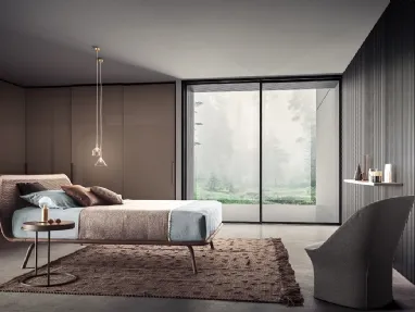 Letto in pelle con testiera Trama Intreccio di Pianca