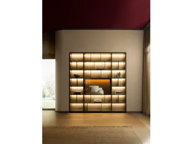 Libreria a muro componibile in laccato opaco con schienali in specchio bronzato 505 UP SYSTEM 10 di Molteni & C