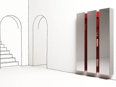 Libreria con frontale a specchio Ambrogio di Minotti Italia