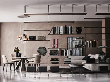 Libreria divisoria in legno e acciaio verniciato Airport di Cattelan Italia