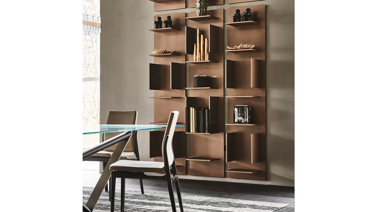Libreria componibile a muro in legno laccato bianco Fifty di Cattelan Italia