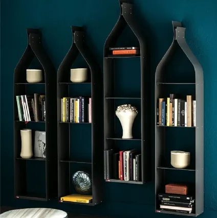 Libreria a muro in acciaio verniciato graphite Swing di Cattelan Italia