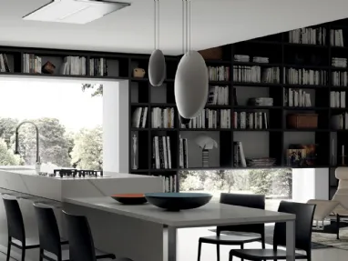Libreria Living Mood sistema Fluida in finitura Grigio Ferro di Scavolini
