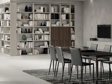 Libreria Living Mood sistema Fluida con ante in Noce Steady di Scavolini