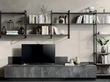 Libreria Living Mood sistema Metro color Antracite di Scavolini