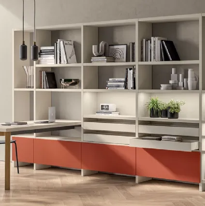 Libreria Living Motus sistema Fluida di Scavolini