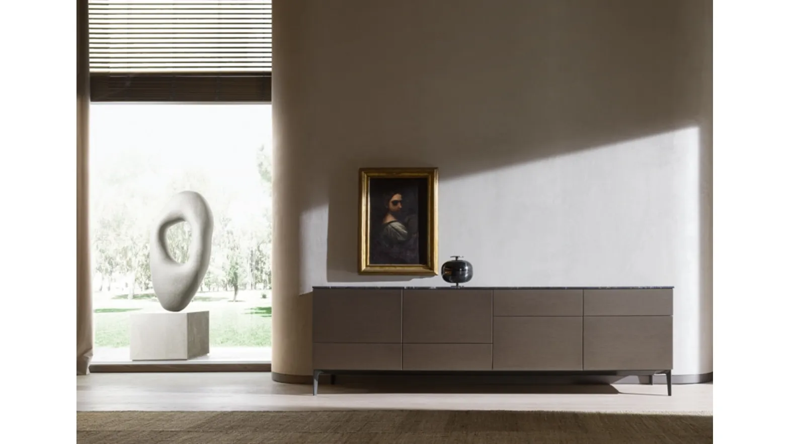 Madia 505 Up Sideboard 03 in legno con top in marmo di Molteni & C