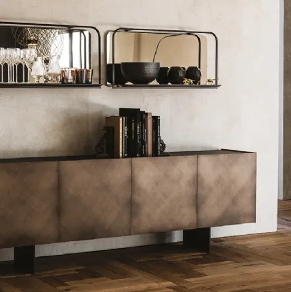 Madia Arizona in legno Brushed Bronze con top in cristallo extrachiaro verniciato moka acidato di Cattelan Italia