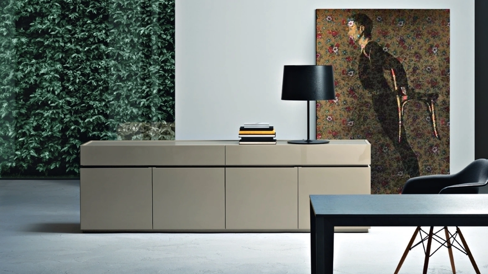 Madia Cidori 01 in laccato Juta lucido e opaco di Sangiacomo