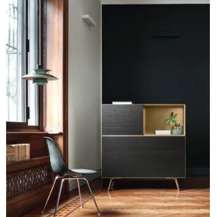 Madia Domino IN2 25I in Rovere carbone e laccato metallo Ottone di Sangiacomo