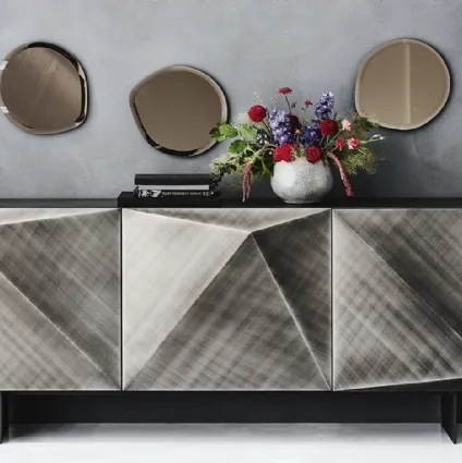 Madia Kayak in laccato Brushed Grey con piedini in acciaio di Cattelan Italia