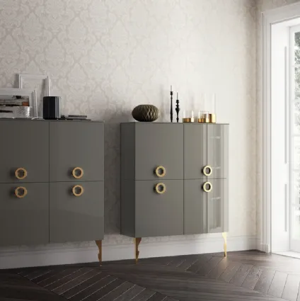 Madia Living Exclusiva in laccato lucido Grigio Titanio di Scavolini