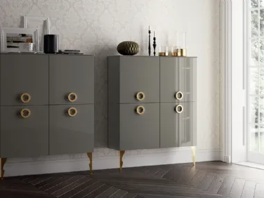 Madia Living Exclusiva in Laccato lucido Grigio Titanio di Scavolini