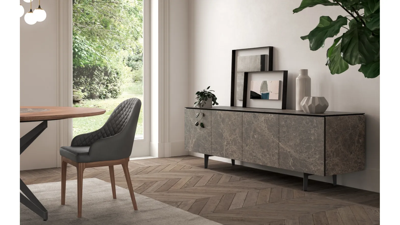 Madia moderna Armor in ceramica Gold Beauty di Ozzio