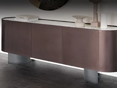 Madia in legno rivestita in metallo verniciato goffrato bronzo Savoy di Cattelan Italia
