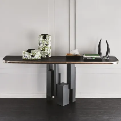 Consolle in Olmo e acciaio Skyline Wood-C di Cattelan Italia