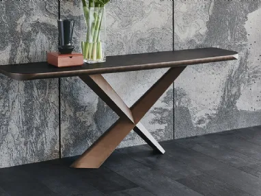 Consolle con piano in legno massello e acciaio Terminal Wood C di Cattelan Italia