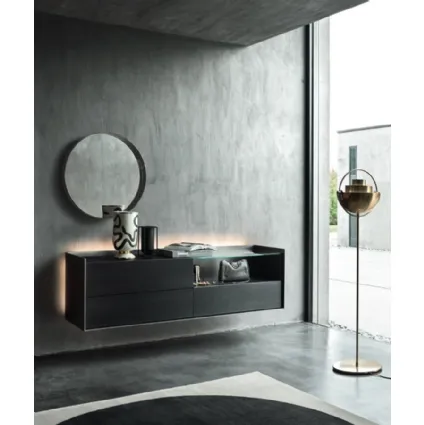 Mobile sospeso Cabaret 53B SX in Rovere carbone e top in ceramica di Sangiacomo