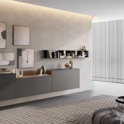 Mobile sospeso Living Time in laccato opaco di Arredo3