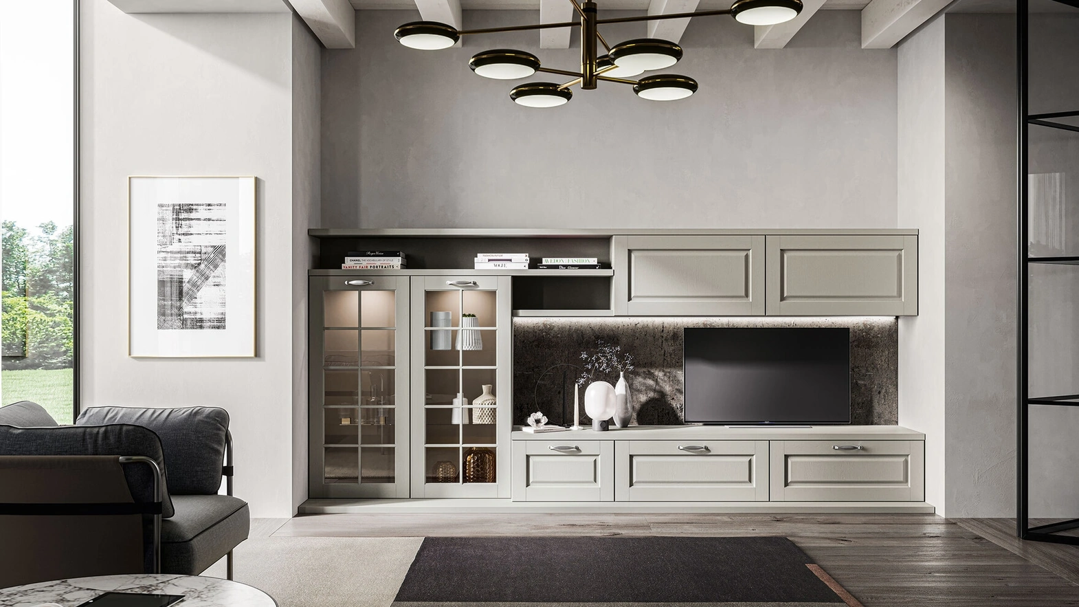 Parete Attrezzata Living Asolo in massello di frassino di Arredo3