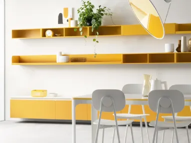 Parete Attrezzata Living Dandy Plus in Giallo Senape di Scavolini