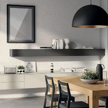 Parete Attrezzata Living Evolution in Laccato opaco Tortora di Scavolini
