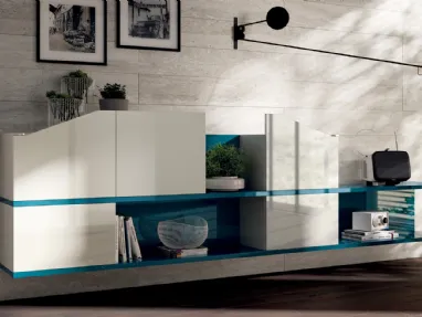 Parete Attrezzata Living Flux in Laccato lucido Bianco Prestige di Scavolini