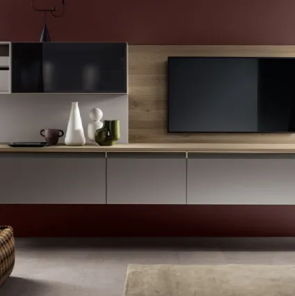Parete Attrezzata Living Formalia in Laccato opaco Grigio Airone di Scavolini