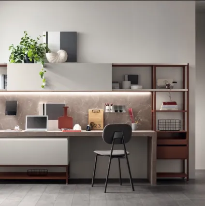 Parete Attrezzata Living Formalia in laccato opaco Pet Pioggia e Ruggine di Scavolini