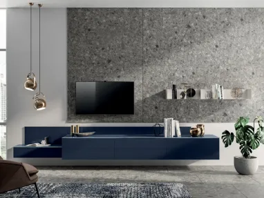Parete Attrezzata Living Liberamente in Laccato Blu Moon di Scavolini