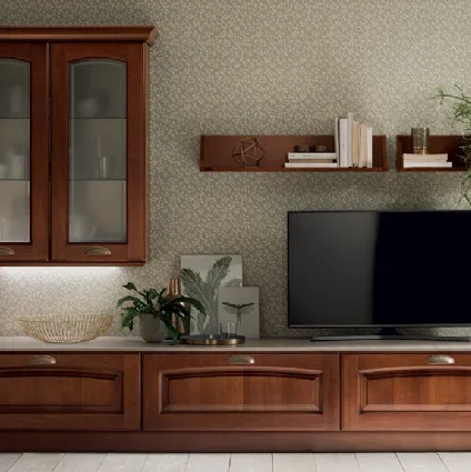 Parete Attrezzata Living Madeleine in Noce Antico di Scavolini