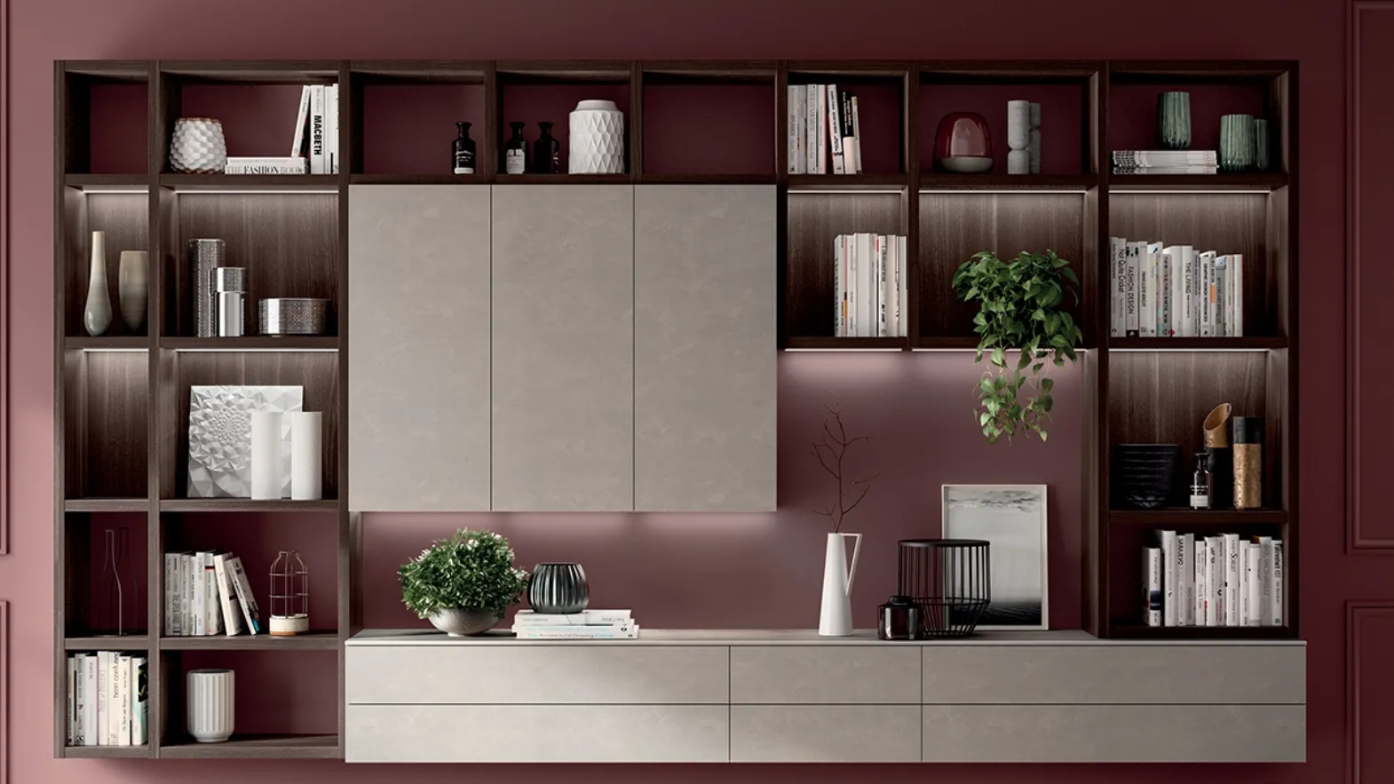 Parete Attrezzata Living Mood in decorativo Larice Nuance di Scavolini