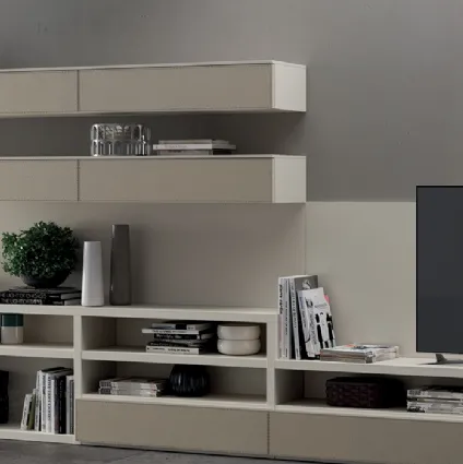 Parete Attrezzata Living Mood in Laccato opaco Tortora di Scavolini