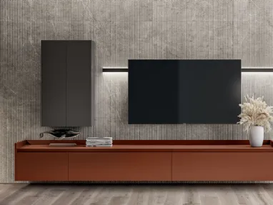 Parete Attrezzata Living Motus in Laccato opaco Ruggine di Scavolini
