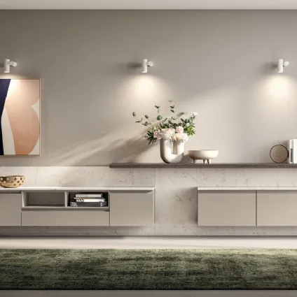 Parete Attrezzata Living Motus in laccato opaco Visone di Scavolini
