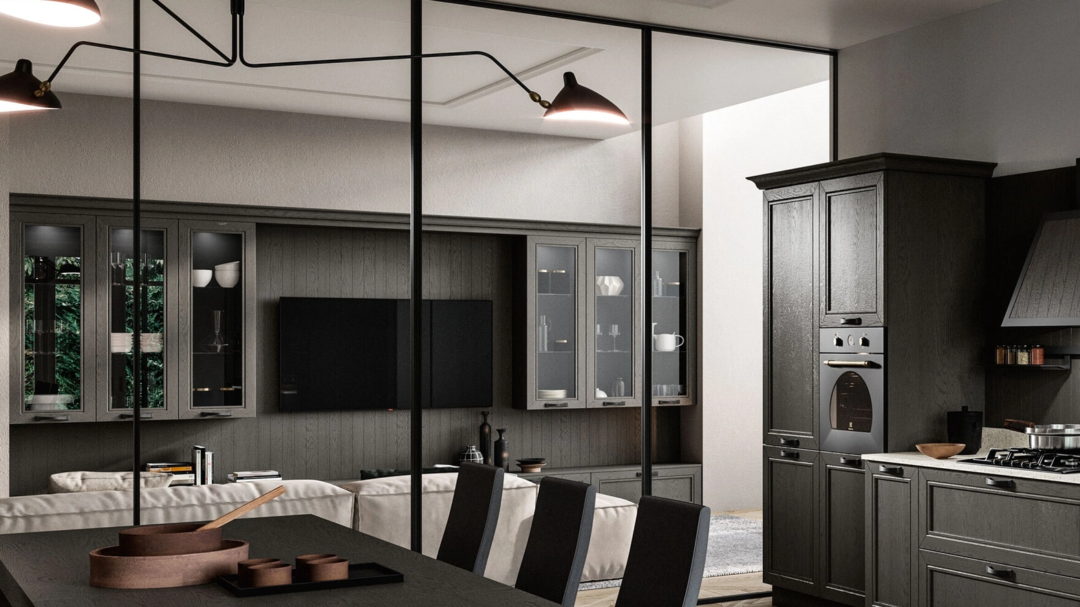 Parete Attrezzata Living Opera in massello di frassino di Arredo3