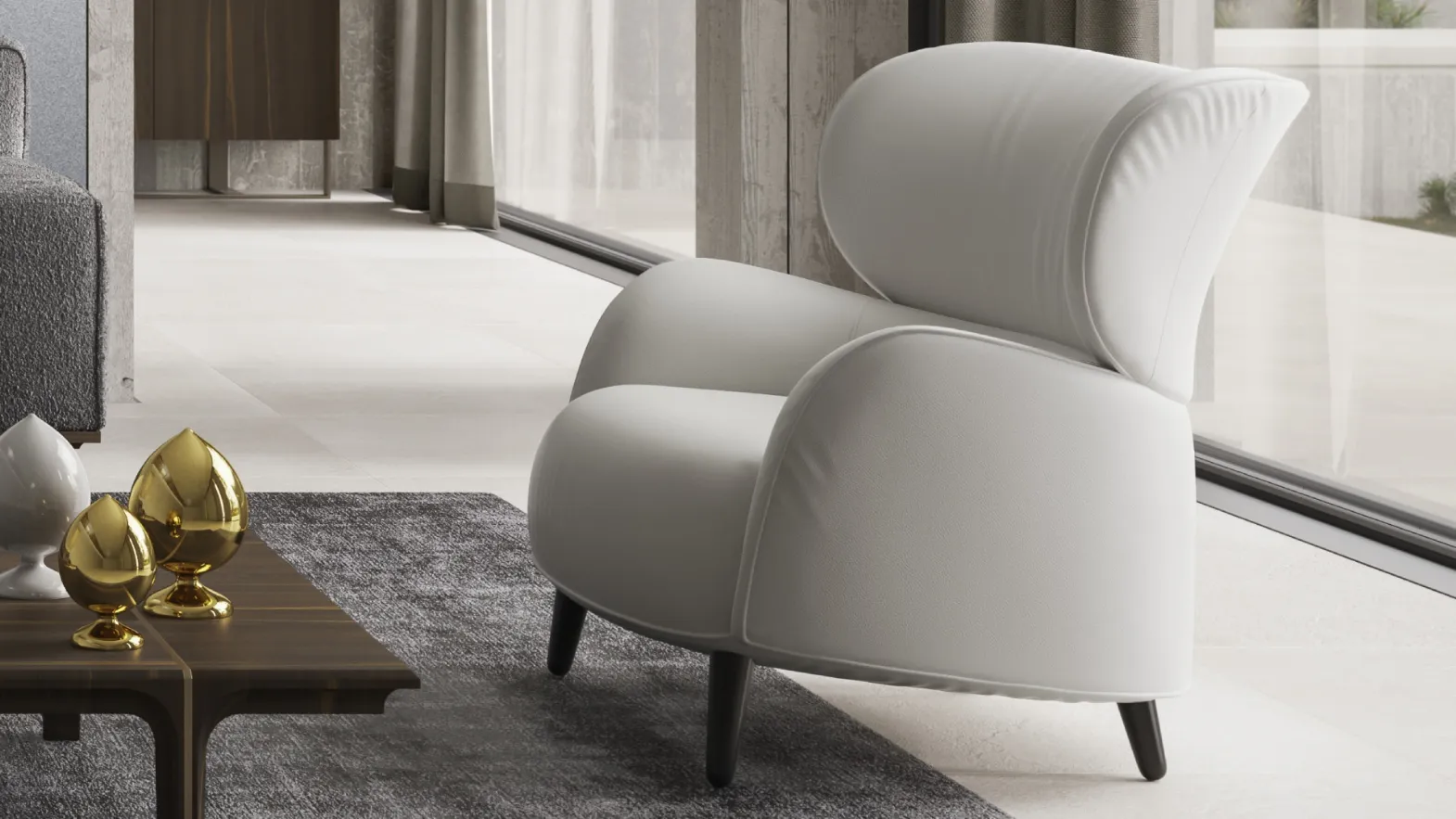 Poltroncina in pelle Blossom di Natuzzi