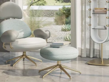 Poltrona di design in pelle Ensis di Natuzzi