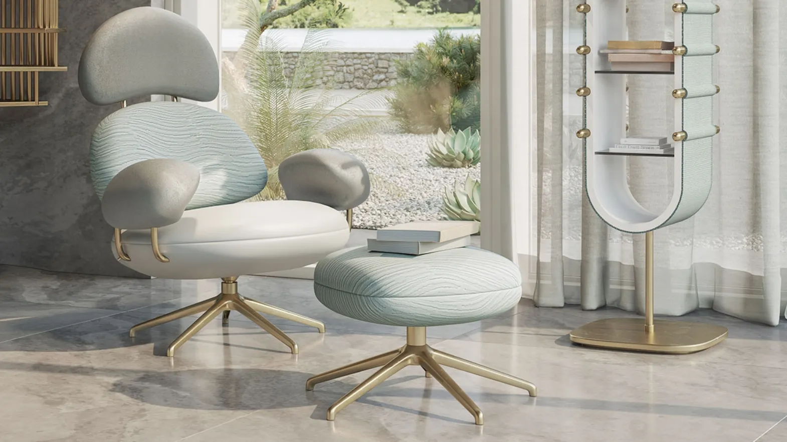 Poltrona di design in pelle Ensis di Natuzzi