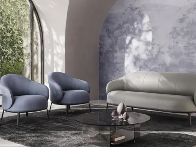 Divano lineare in pelle Botanic di Natuzzi