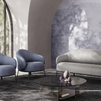 Divano lineare in pelle Botanic di Natuzzi