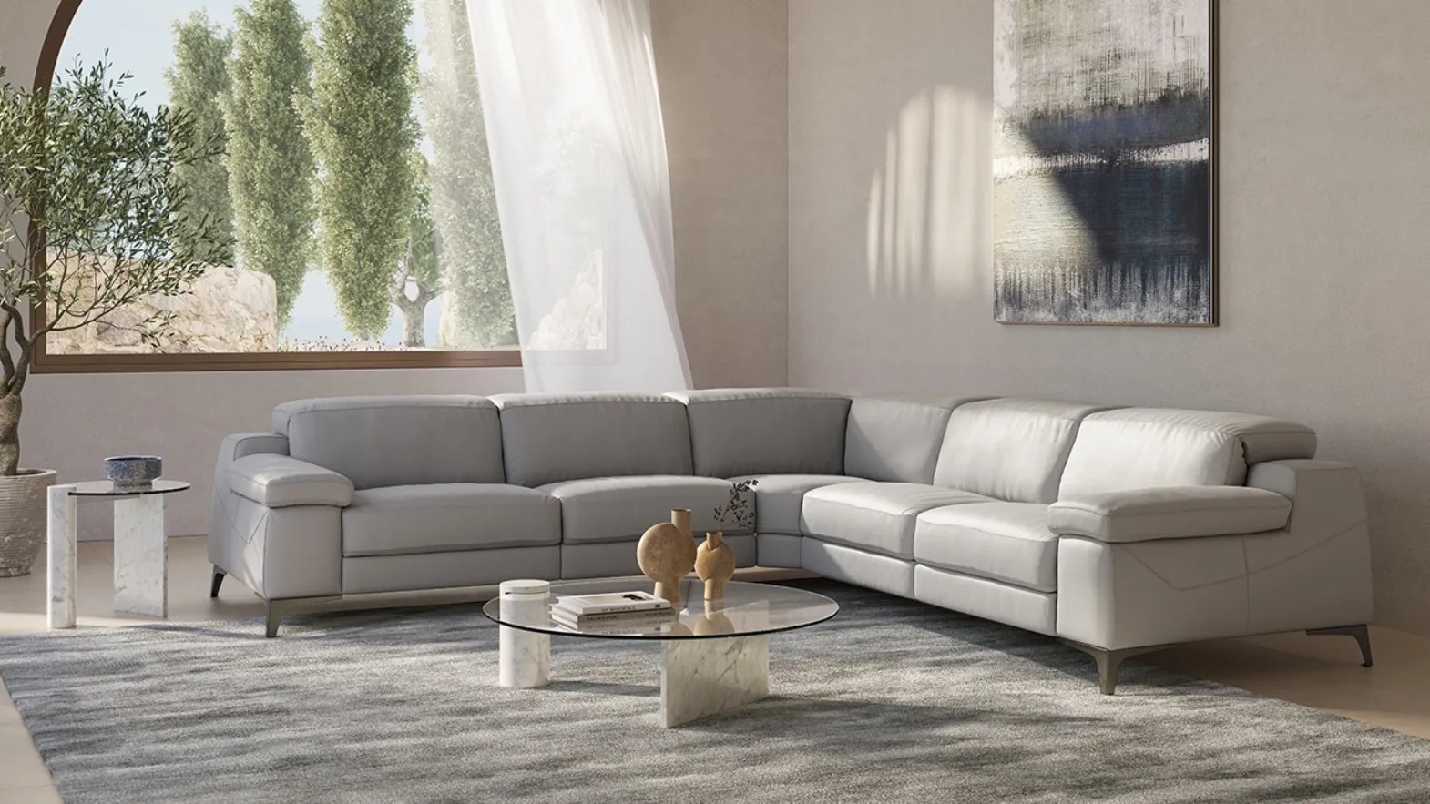Divano angolare in pelle Duca di Natuzzi