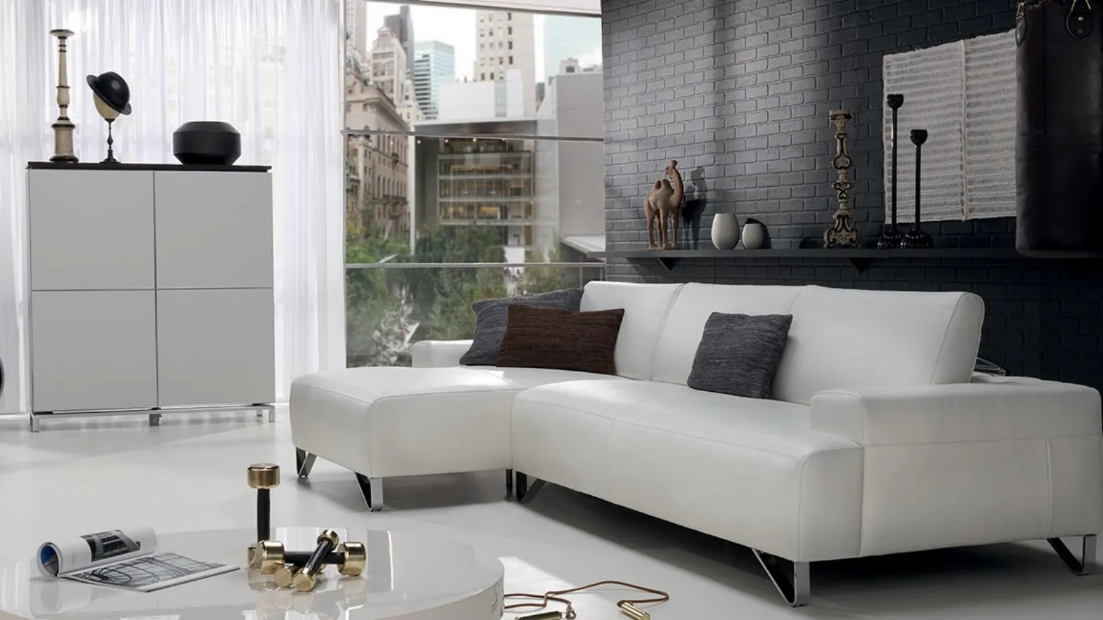 Divano con penisola Fly di Natuzzi