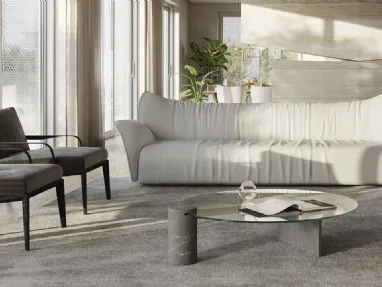 Divano lineare in pelle di design Juno di Natuzzi